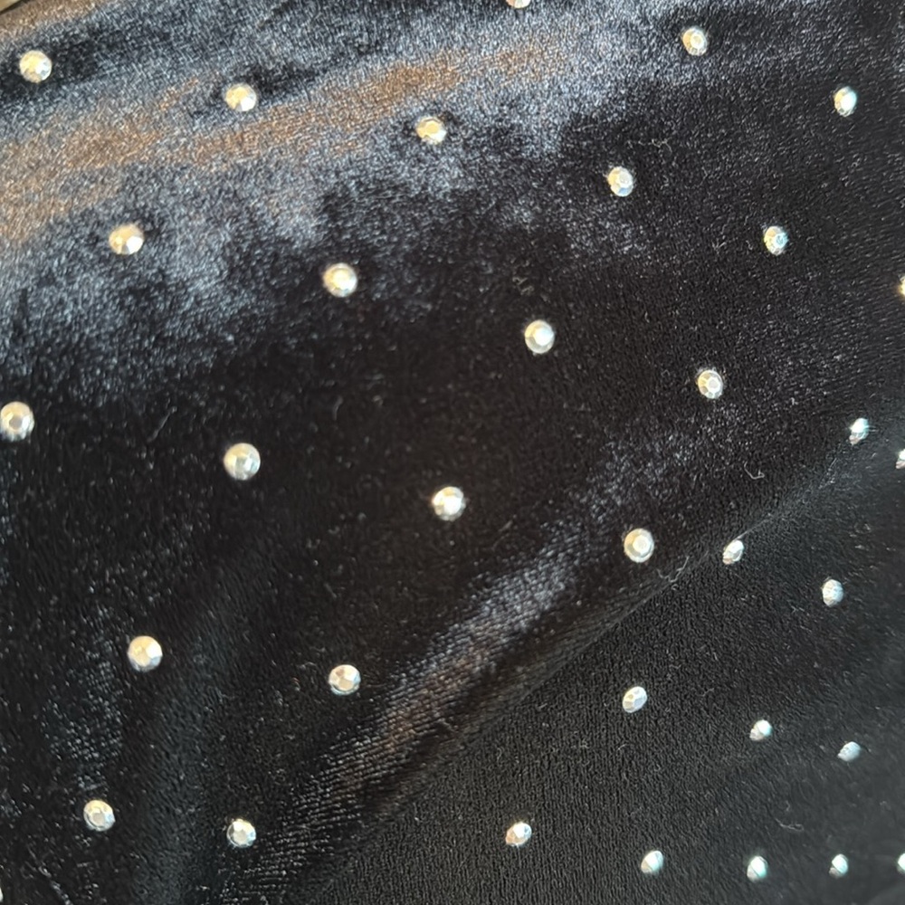 Velour Studded Mock Neck Black Dress - Picture 7 of 7